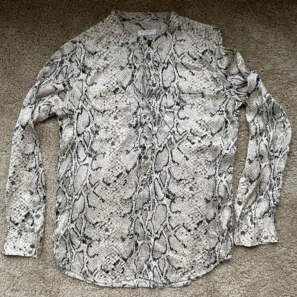 Equipment Silk Snake Print Blouse, Sz Med